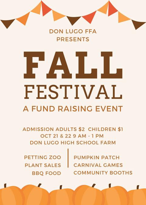 Flyer for Don Lugo High Fall Festival, Oct. 21 & 22, 9 a.m. - 1 p.m.